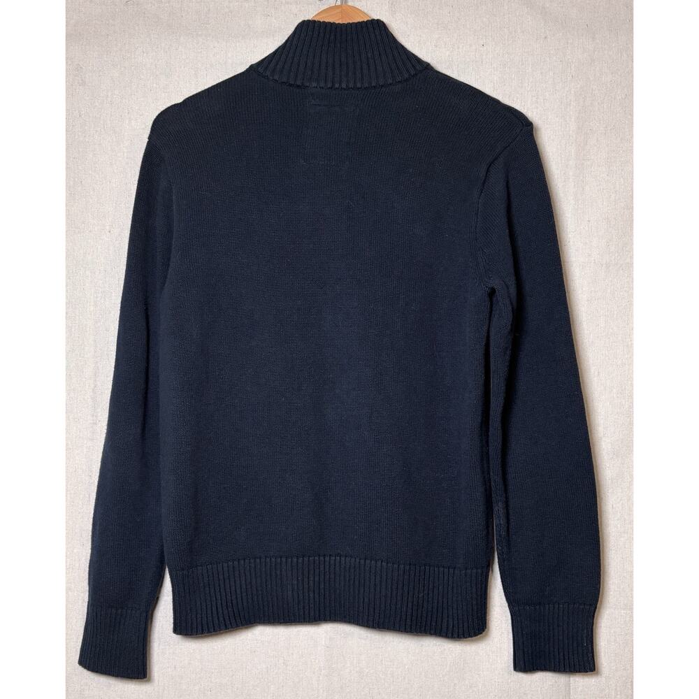 American Eagle Mens 1/4 Quarter Zip Henley Button Navy Long Sleeve Sweater Sz M - Picture 2 of 5